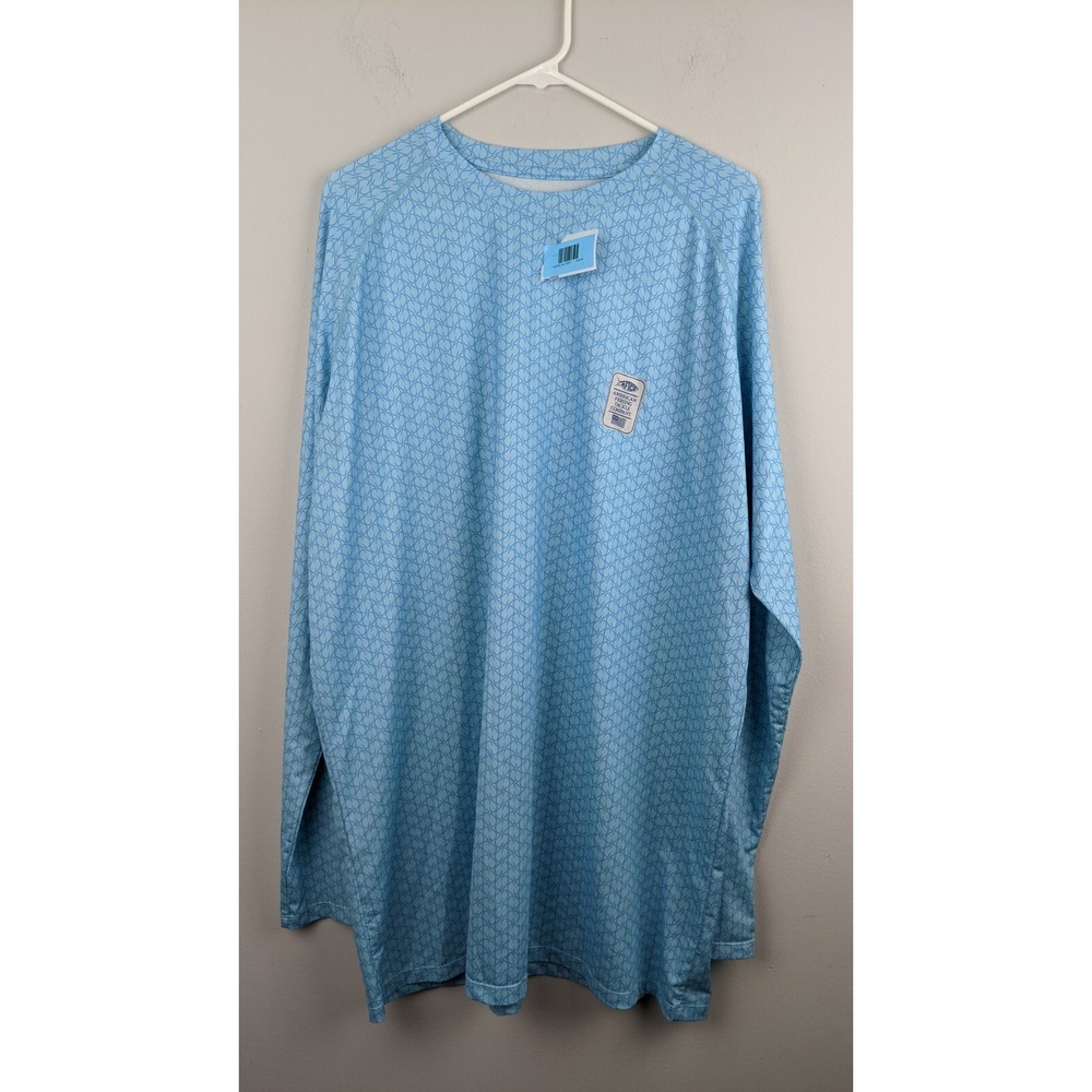 AFTCO XXL Blue Long-Sleeve UV Fishing Shirt – Lightweight &‎ Quick-Dry